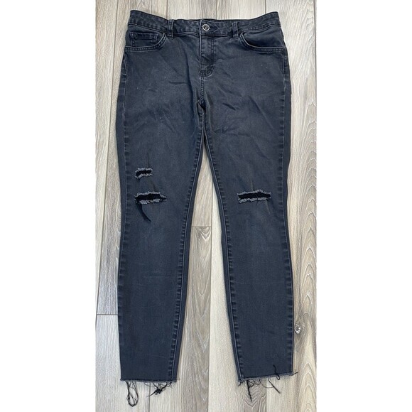 Vans Black Distressed Stretch Skinny Jeans Juniors Size 9 (29” x 25.5”) - Picture 2 of 7